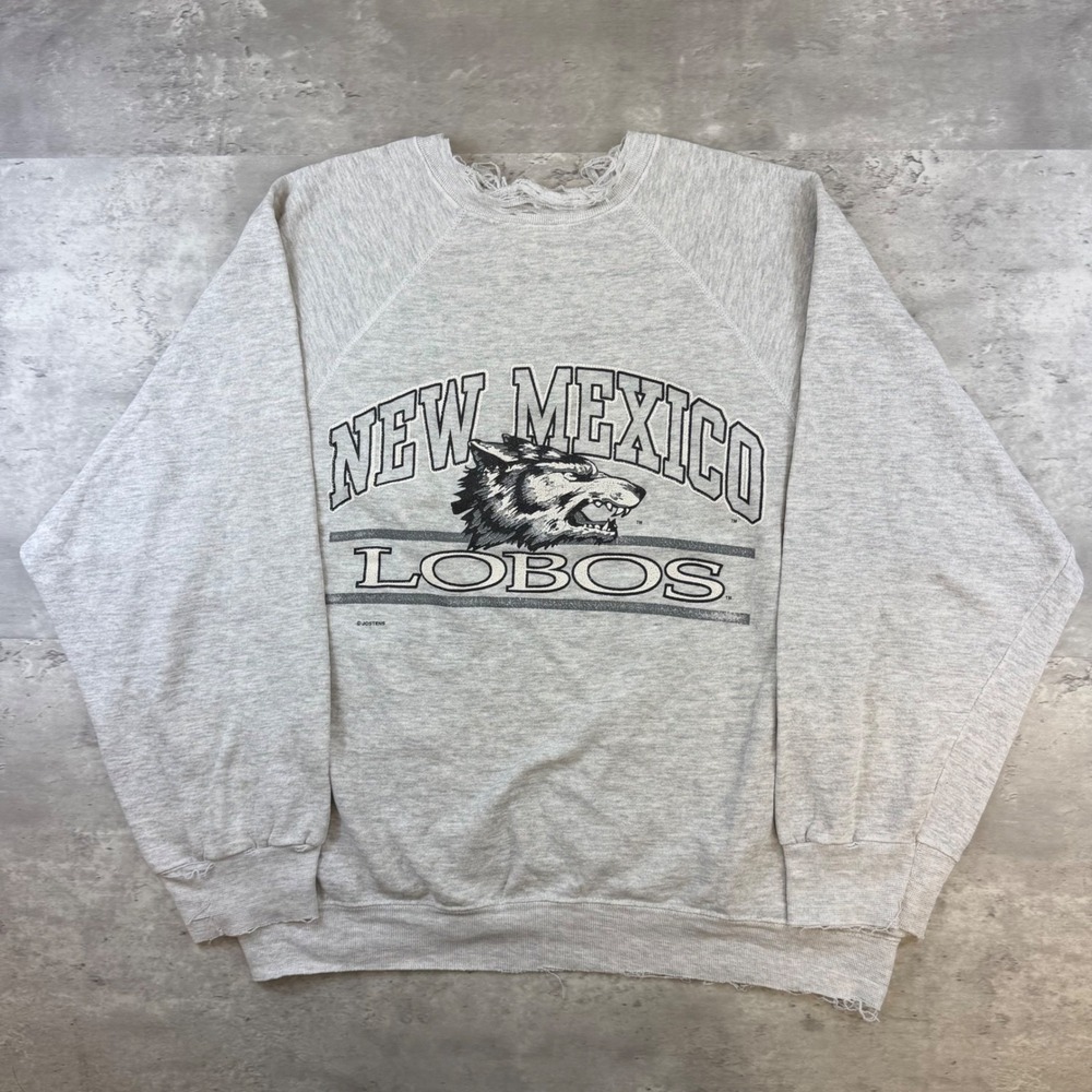 Vintage Jostens New Mexico Lobos Sweatshirt 2XL Made in USA Thrashed Gray